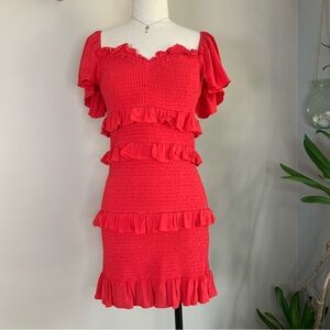 Lovers + Friends Kace Red Ruffled Babydoll Mini‎ Dress Women’s Size M